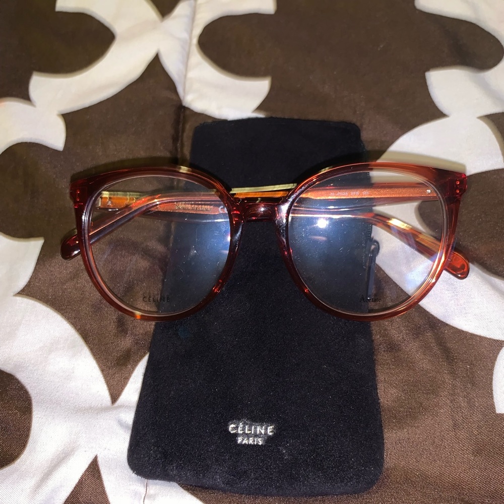 Celine Eyeglass Frame Transparent Orange 49mm
